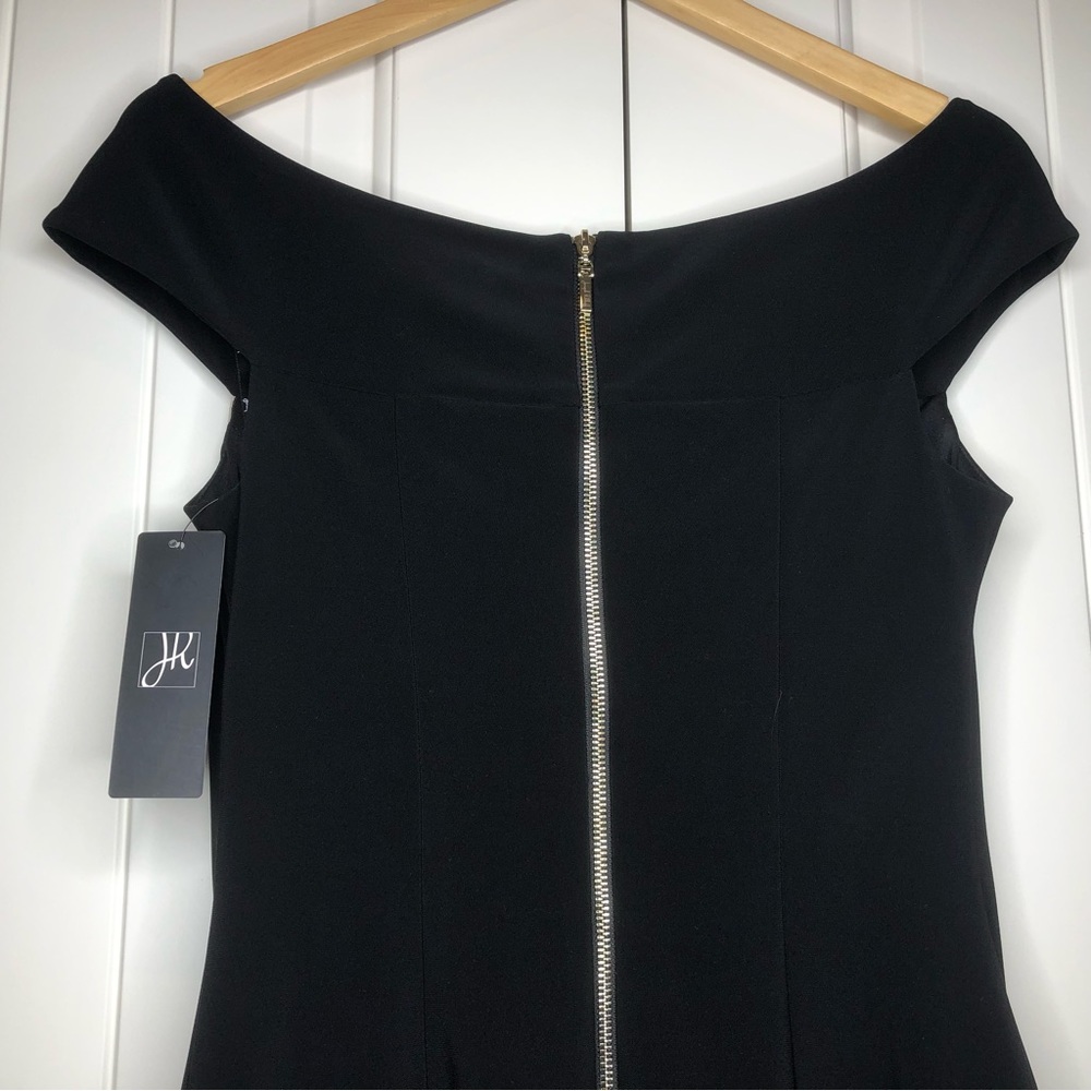 NWT JOSEPH RIBKOFF OFF-THE-SHOULDER BLACK AND TAN DRESS WOMENS 10 - Picture 10 of 11